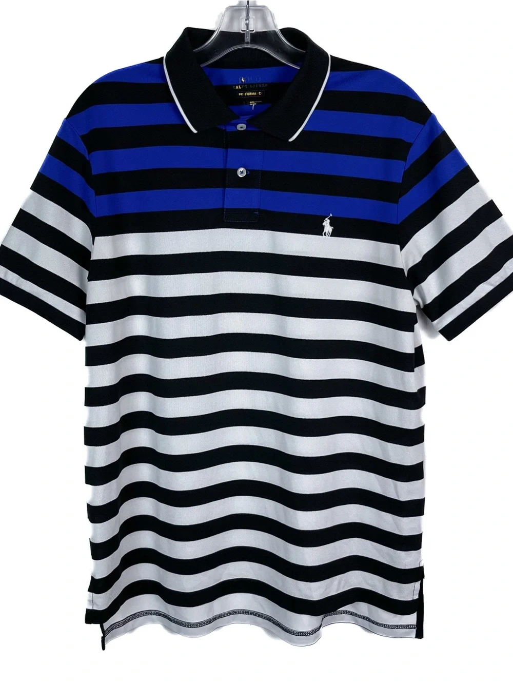 Polo Ralph Lauren Performance Polo Men’s L Short Sleeve Shirt Blue Black Striped